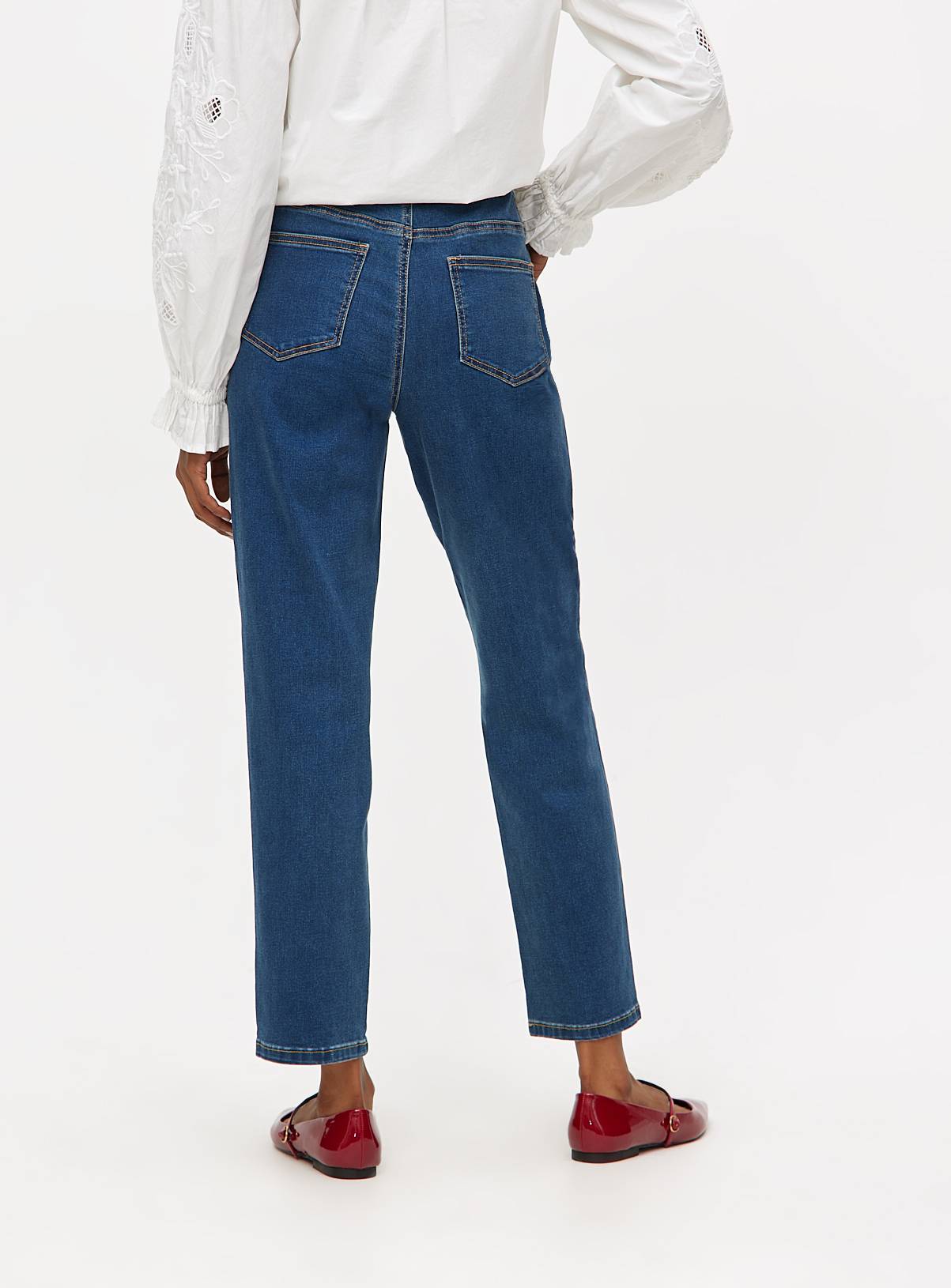 Mid Denim Straight Leg Jeans  8R - Image 4